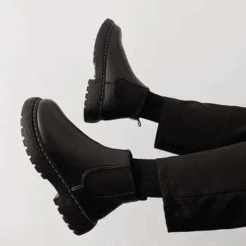 Зимние мужские противоскользящие ботинки, Мужская обувь, Высококачественные ботинки на платформе, Универсальные мужские ботинки 
