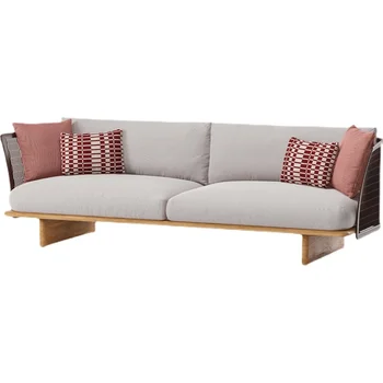 Изготовленная на заказ скандинавская кровать для отдыха на открытом воздухе, диван для отдыха во внутреннем дворе, вилла, сад, нержавеющая сталь, простая мебель из массива дерева, высококачественная мебель на заказ