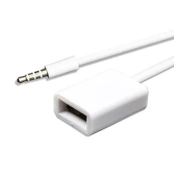 Кабель для передачи данных 3,5 мм От Мужчины к Женщине USB Кабель Преобразования AUX Автомобильный MP3 Аудио Кабель-Адаптер U-Образный Зажим для диска Длиной 15 мм Белый
