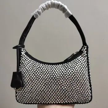 Классические сумки, Роскошная дизайнерская сумка для подмышек, Новая сумка со стразами, нейлоновые женские сумки на плечо, сумки для женщин