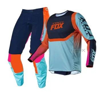 Комплект снаряжения для мотокросса MX Dirt Bike Combo Troy Fox, комплекты для горных велосипедов для бездорожья, штаны из джерси 360 voke, мужские