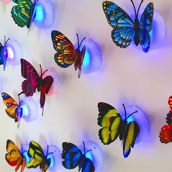Красочная светящаяся бабочка, однослойная трехмерная наклейка на стену с бабочкой, маленький ночник, который можно наклеить светодиодом