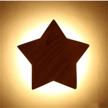 Креативный настенный светильник в виде звезды в стиле Wood Art 220 В, японский и корейский Модерн для домашнего кабинета, Детской комнаты, спальни, декоративные лампы