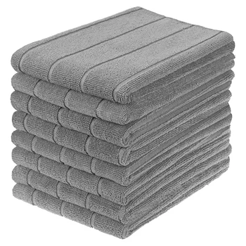 Кухонные полотенца из микрофибры - мягкие, сверхвпитывающие и безворсовые кухонные полотенца - 8 упаковок, легко моющиеся в использовании