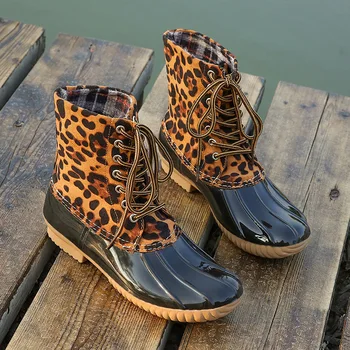 Леопардовая желейная обувь, женские пикантные ботильоны из ПВХ, водонепроницаемые женские зимние боты, Большой размер 42