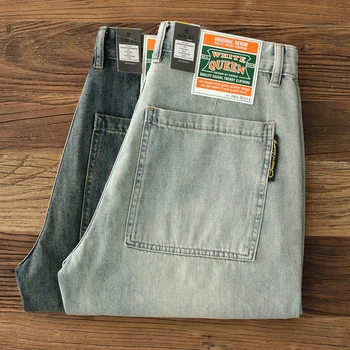 Летние новые американские ретро-джинсовые шорты-карго Cityboy в тяжелом весе, мужские Модные выстиранные Старые Свободные Прямые Повседневные 5-точечные брюки
