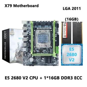 Материнская плата X79 LGA 2011 с процессором Xeon E5 2680 V2 и 1*16 ГБ DDR3 USB 3.0 combo kit комплект M.2 NVME