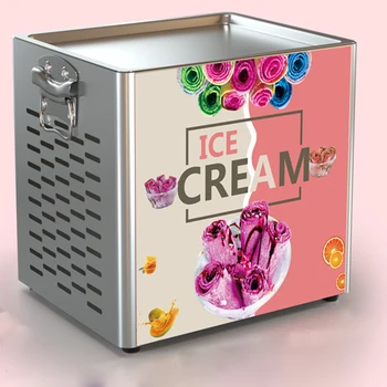 Машина Для Приготовления Мороженого Со Встроенной Морозильной Камерой Настольного Использования Маленькая Электрическая Тайская Сковорода Для Жарки Йогуртового Мороженого В Рулонах Машина Для Производства Мороженого