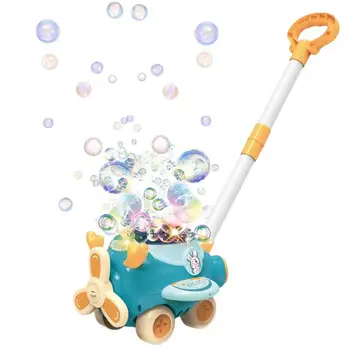 Машина для мыльных пузырей, Форма коляски, Звук, Музыкальный Аппарат для мыльных пузырей, Кнопка запуска, игрушки для мыльных пузырей с ручкой для вечеринок по случаю Дня рождения на открытом воздухе