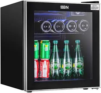Мини-холодильник для напитков - Охладитель напитков объемом 1,6 кубических фута / 60 банок со стеклянной дверцей и регулируемыми полками для газировки, пива, Вина - Fr