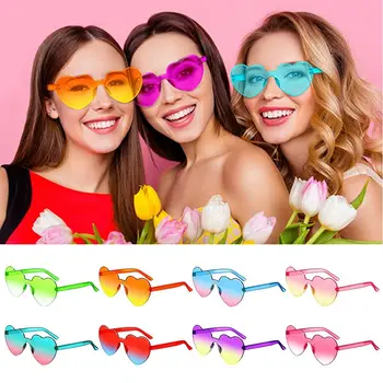 Модные Взрослые Градиентные линзы ярких цветов, вечерние солнцезащитные очки в форме сердца, Солнцезащитные очки в форме сердца