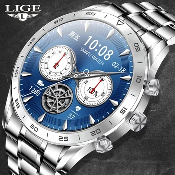 Модные Умные часы LIGE Для Мужчин 2022 Bluetooth Call HD Полноэкранные водонепроницаемые Умные часы Для спорта, Фитнеса, музыки Для Android IOS