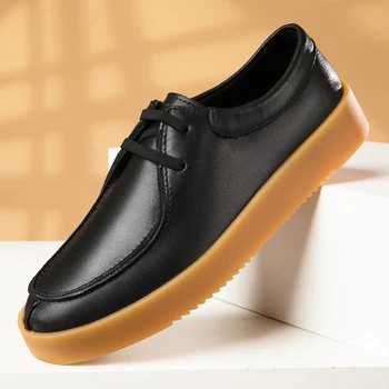 Мужская Повседневная обувь оксфорды на шнуровке из коровьей замши, модные Дизайнерские туфли на плоской подошве, уличные дышащие Черные кроссовки, Мужская обувь