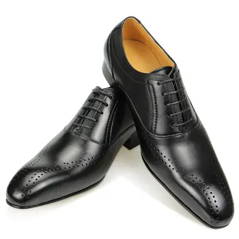 Мужская обувь; Роскошные дизайнерские Оксфорды из кожи; Модные повседневные деловые мужские свадебные модельные туфли с перфорацией типа 