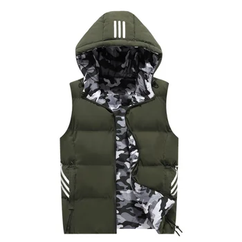 Мужская осенне-зимняя камуфляжная куртка без рукавов, Теплый Большой Размер, двусторонний M-8XL