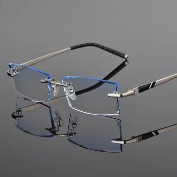 Мужские очки в оправе из сплава Reven Jate 58030 без оправы с алмазной огранкой, оптические очки по рецепту, модные мужские очки