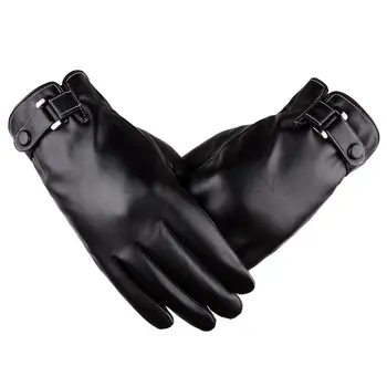 Мужские перчатки Черные зимние варежки Женские, сохраняющие тепло, ветрозащитные перчатки для вождения, мужские осенние перчатки из искусственной кожи, деловые