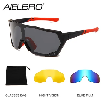 Мужские солнцезащитные очки, комплекты велосипедных очков, Велосипедные Солнцезащитные очки, Поляризованные Велосипедные очки UV400, солнцезащитные очки для женщин с двумя пленками