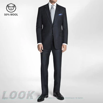 Мужской костюм премиум-класса-деловой костюм, профессиональная официальная одежда, идеально подходит для работы и свадеб, 50% шерсть, настраиваемая посадка в 20 размерах