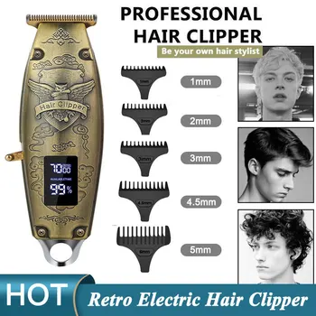 Мужской профессиональный электрический парикмахерский триммер, Горячая распродажа, винтажная беспроводная USB-зарядка, машинка для стрижки волос, бритва для стрижки бороды