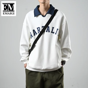 Мужчины женщины, Японская мода, Винтажные Свободные футболки с длинным рукавом, рубашки, студенческий пуловер, толстовки, весна-осень, мужская футболка