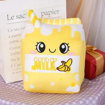 Мультяшная плюшевая игрушка в коробке из-под молока, супер мягкая подушка для объятий из хлопка, подарок на День защиты детей