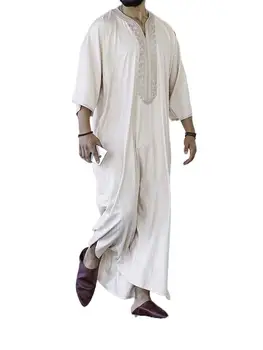 Мусульманский халат, мужская исламская одежда, Свободный кафтан Джубба Тобе, традиционное национальное платье в Рамадан, Ближневосточная арабская мода с вышивкой
