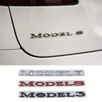 Наклейка на Багажник Автомобиля из Цинкового Сплава, Эмблема для Tesla Model3 ModelS ModelX, Буквенный Логотип, Боковой Задний Значок, Аксессуары Для Украшения Кузова Авто