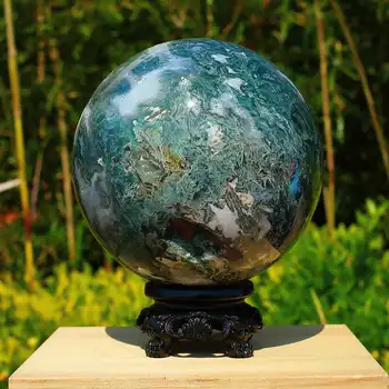 Натуральный красивый моховой агатовый шар, целебный энергетический кристалл