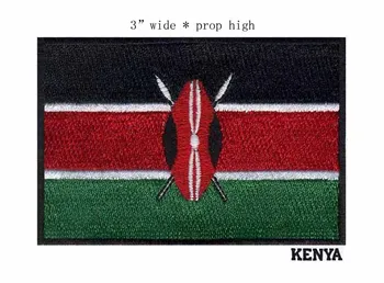 Нашивка с флагом Кении шириной 3 дюйма для аппликации на одежду /искусство/нашивка для одежды