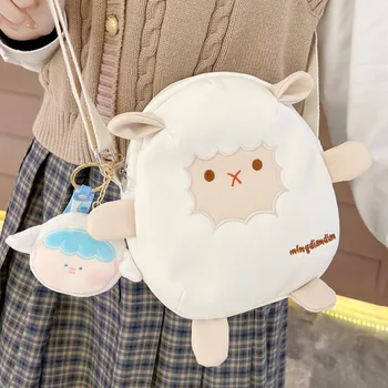 Нейлоновая сумка с милыми мультяшными овечками для женщин 2023, Новинка INS, Японская Универсальная сумка для мобильного телефона на одно плечо для девочек, сумка через плечо
