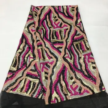Нигерийская кружевная ткань ZH-1302378 С африканской французской Вышивкой, Кружевные Блестки Для вечернего платья