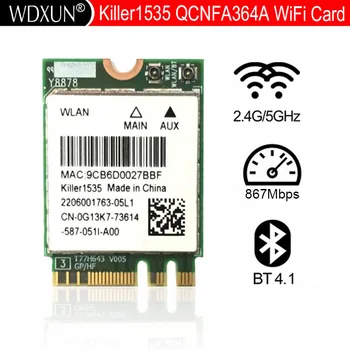 Новая беспроводная сеть Wlan 2-в-1 Killer Wireless 1535 802.11 A/b/g/n/ac + Bluetooth 4.1; M.2 2230 Сетевая карта Wi-Fi 802.11ac 867 Мбит/с Ethernet