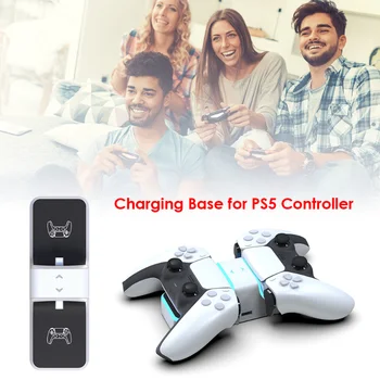 Новая зарядная база для геймпада PS5 с индикатором LDE Lights, Двойная USB-док-станция для быстрой зарядки, подставка для устройств, Аксессуары