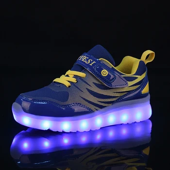 Новая корзина для зарядки от USB Размера 25-37, Светодиодная детская обувь с подсветкой, детские повседневные светящиеся кроссовки для мальчиков и девочек, Светящаяся обувь enfant