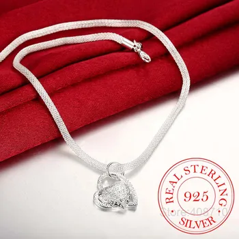 Новейшее роскошное ожерелье из стерлингового серебра 925 пробы, сетчатая цепочка, подвеска в виде сердца, Макси-ожерелье для женщин, ювелирный подарок