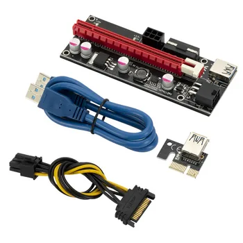 Новейший VER009 USB 3.0 PCI-E Riser VER 009S Express 1X 4x 8x 16x Удлинитель pcie Riser Переходная карта SATA 15pin на 6-контактный разъем питания