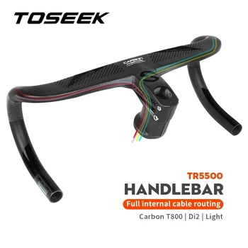 Новый TOSEEK С полной внутренней прокладкой кабеля, руль для шоссейного велосипеда T800 Carbon, интегрированный руль Di2 с держателем для велокомпьютера