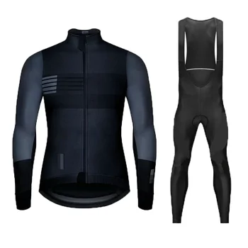 Новый Комплект из Джерси для велоспорта, Мужской Черный костюм из Джерси с длинными рукавами, брюки с гелевой подкладкой 19D, Осенняя одежда для велоспорта MTB, Велосипедная форма