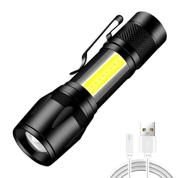 Новый мини-фонарик, удобный для мочеиспускания, с коробкой, фонарик со светодиодным телескопическим зумом, USB-фонарик для зарядки