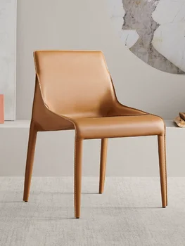 Обеденные стулья из скандинавской кожи с седлами, бытовые стулья, удобные стулья со спинкой, высококачественные обеденные стулья