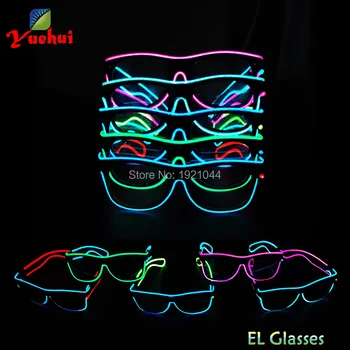 Оптовая продажа 5 штук EL продукта EL Wire Светящиеся очки со звукоактивируемым драйвером для украшения вечеринки в честь Хэллоуина