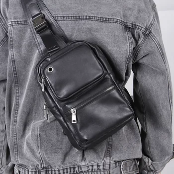 Оригинальная новая кожаная нагрудная сумка AETOO, мужская сумка из воловьей кожи первого слоя, наклонная сумка через плечо, повседневная простая сумка-мессенджер, корейская версия