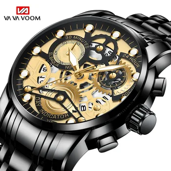 Оригинальные часы VA VA VOOM для мужчин, водонепроницаемые кварцевые аналоговые часы из нержавеющей стали, модные наручные часы для деловых свиданий, лучший бренд