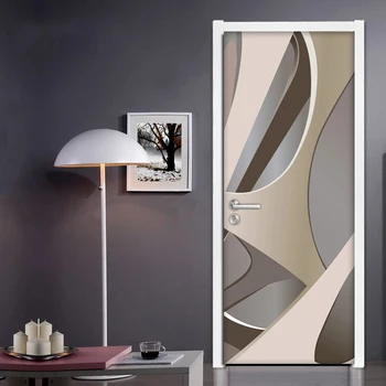 ПВХ Самоклеящаяся Дверная Наклейка 3D Геометрические Обои Наклейки На Стены Гостиная Спальня Украшение Дома Дверная Роспись Papel De Parede