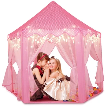 Палатки для игр во дворе, детская палатка, Розовый замок принцессы, игрушечная игровая палатка 140 * 135 см, подарок на день рождения для детей