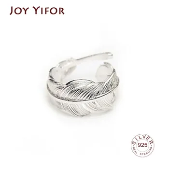 Парные кольца Из стерлингового серебра 925 пробы, креативное простое открывающее кольцо с пером для женщин, аксессуары для вечеринок, Ювелирные изделия, подарки
