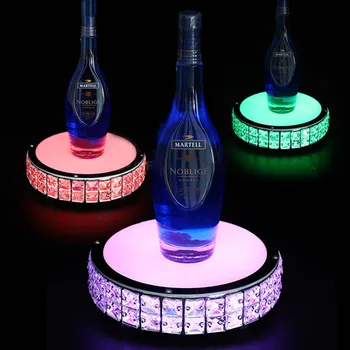 Перезаряжаемая светодиодная подставка для винных бутылок, хрустальный держатель для напитков с подсветкой, сервировочный поднос, украшение для шампанского