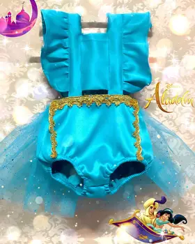 Платье-боди для маленьких девочек Синий костюм Принцессы с открытой спиной и без рукавов, Одежда для Косплея на Хэллоуин, Летний Милый детский костюм