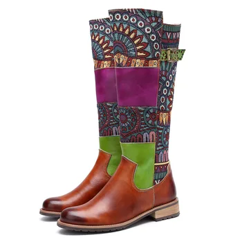 Плетеные Женские ботинки в стиле Ретро, с тиснением Веревкой, из натуральной кожи, с квадратным Тиснением, Сапоги на высоком каблуке 3 см, Женская обувь 2020 года, Женская